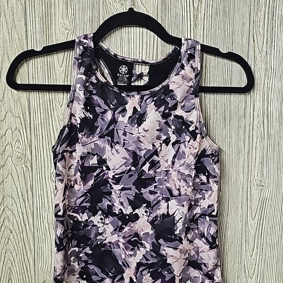 GAIAM Strappy Back Bra Tank Athletic Top, Purple Abstract Women's XS - Picture 2 of 7
